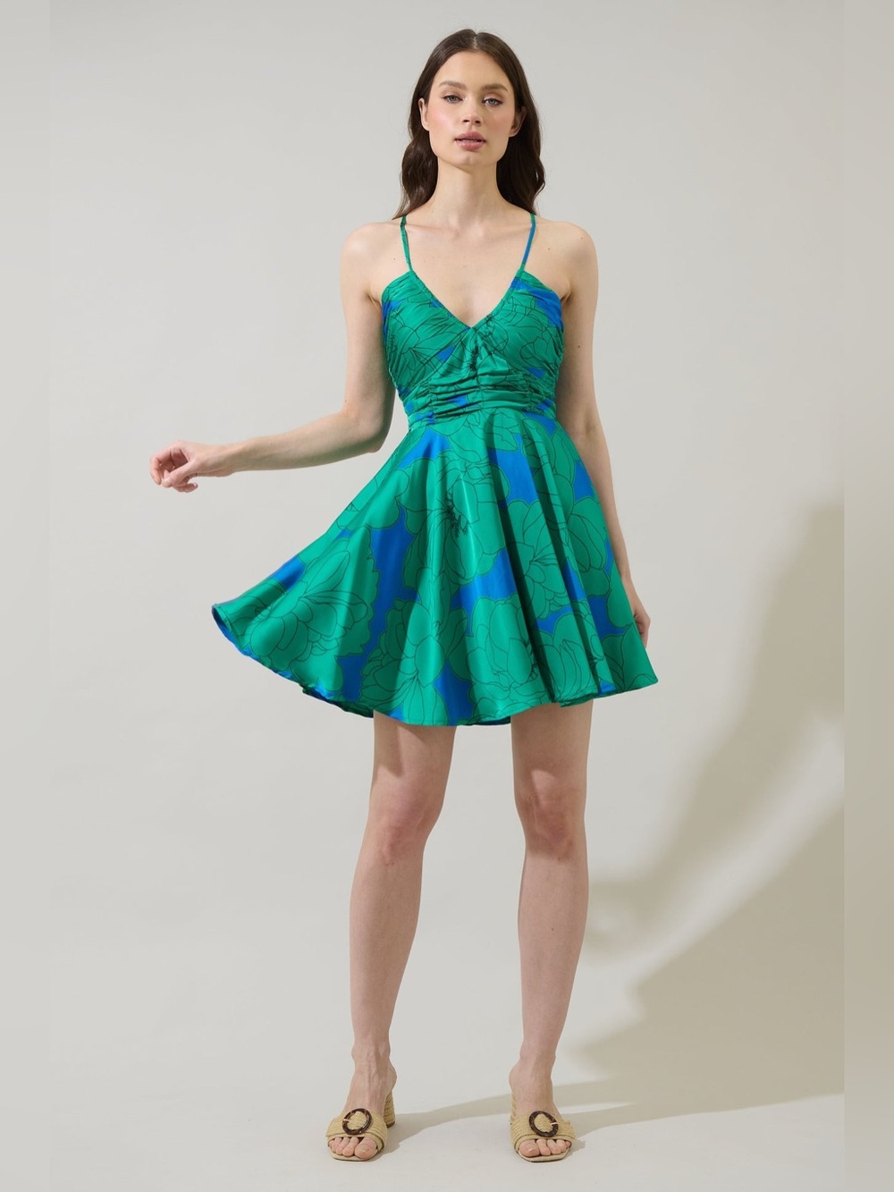 NWT Sugarlips Morgany Floral Cerese Flare Mini Dress